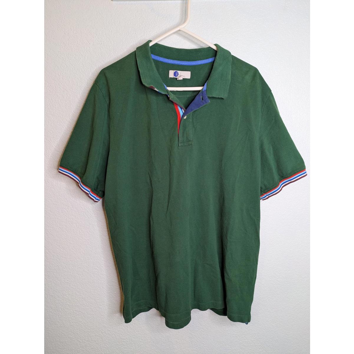 Boden Mens Polo Shirt Size Xl Green Pique Knit Contrast Trim Short Sleeve